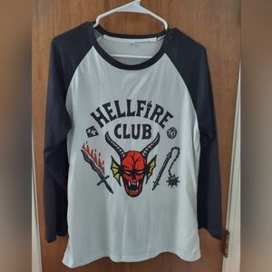 Stranger Things Hellfire Club baseball tee. Men's size M.